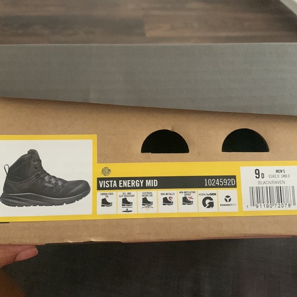 KEEN new in box Black Utility Vista Energy Mid Carbon-Fiber Toe Work Boots - Picture 3 of 5